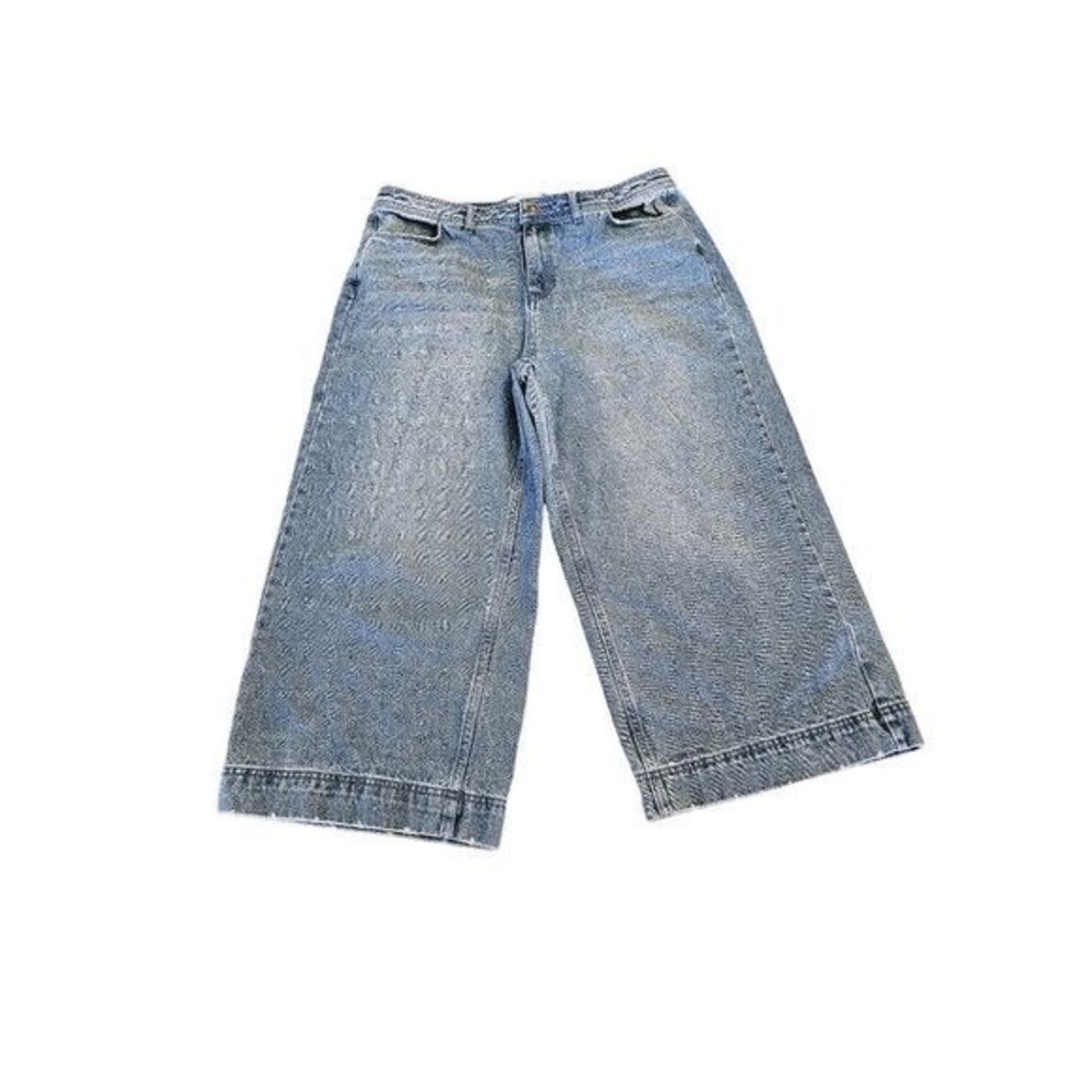 PopSugar‎ wide leg cropped jeans size 16 high waist mid wash